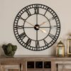 Janette Classic Contemporary Black and Gold Finished Metal Wall Clock