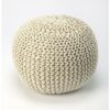 Pincushion Cream Woven Pouffe