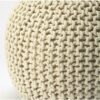 Pincushion Cream Woven Pouffe - Image 2