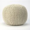 Pincushion Cream Woven Pouffe - Image 3