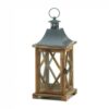 Diamond-Side Wood Candle Lantern - 14 inches - Image 2